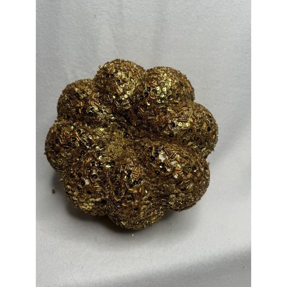 Fall Autumn 5 Glitter Pumpkin’s Lot Halloween Decorations Green Gold Orange - Picture 7 of 8